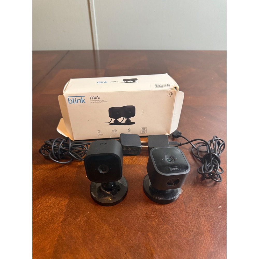 Blink Mini 2 Pack Indoor Plug-In HD Smart Security Camera Black BCM00300UB Alexa